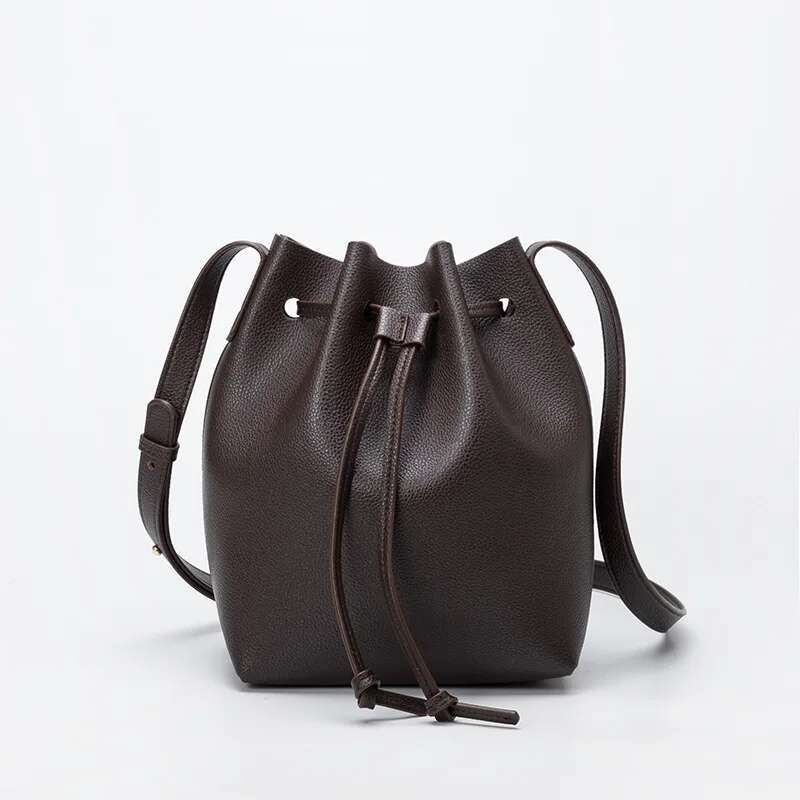 Newest Women Retro Bucket Fashion Commuter Genuine Leather Shoulder Bag Female Large Capacity Messenger Bags