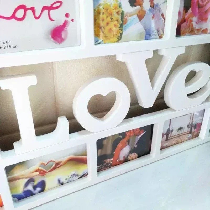 3Pcs Love Heart Framed 6 in One Wall Picture Frames Family Collage Newborn with Box Photo Frame H260306