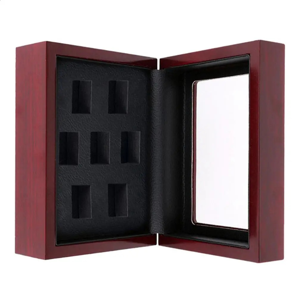 Wooden Jewelry Gift Collection Box Fashion Display Showcase Championship Ring Lady EarChip Storage Holder 250106