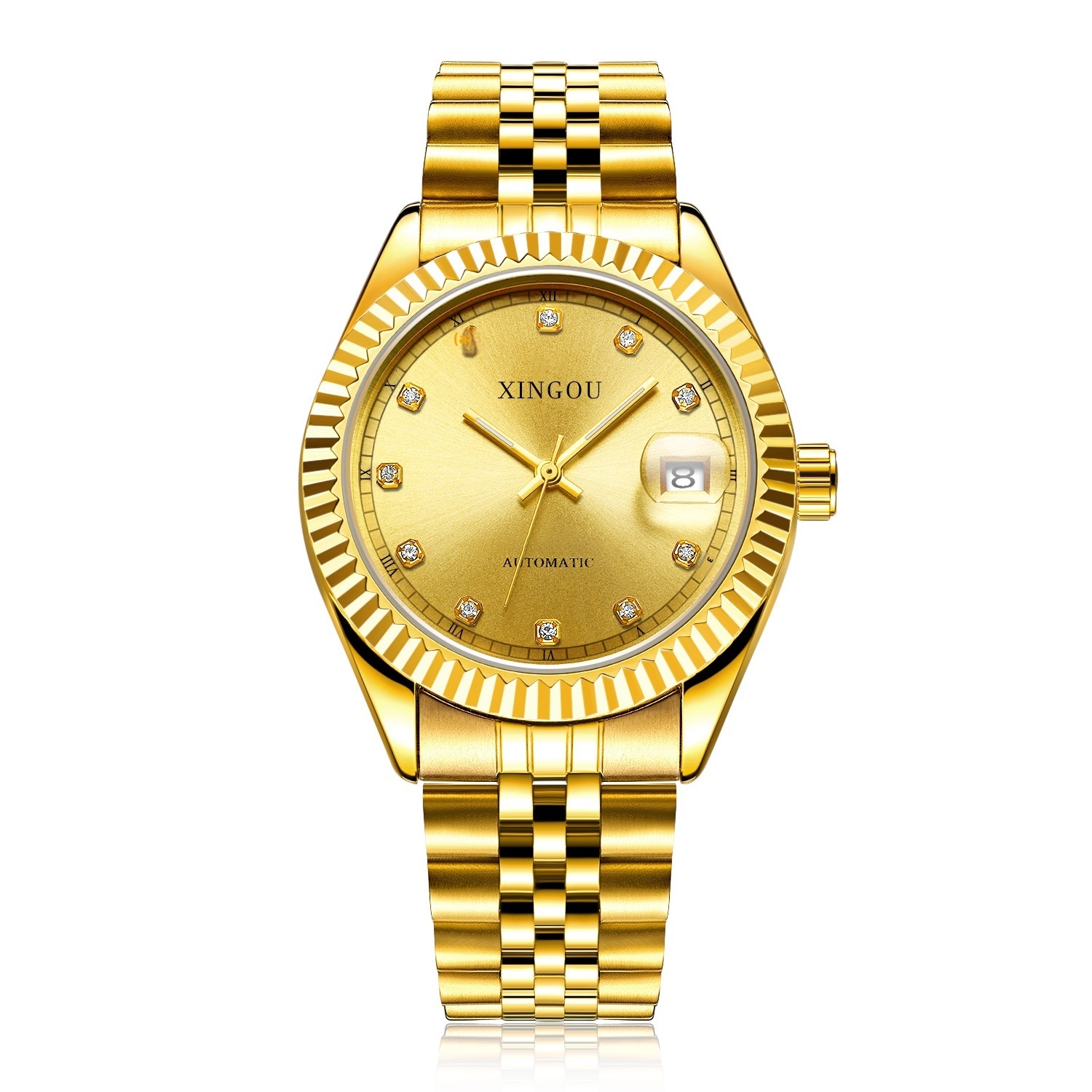 High-End Minimalist Automatic Mechanical Watch with Diamond, Night Glow, and Waterproof Feature
