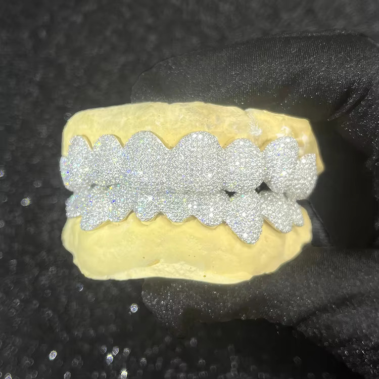 Custom Real Sterg Sier Gold Plated Moissanite Dia Hip Hop Grillz for Mens Jewelry