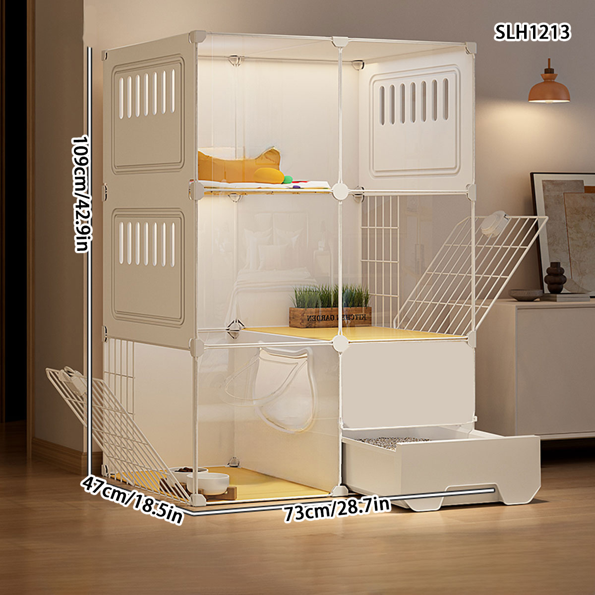 Compact Pet Kennel with Free Range Design - Home Use Kitty Condo