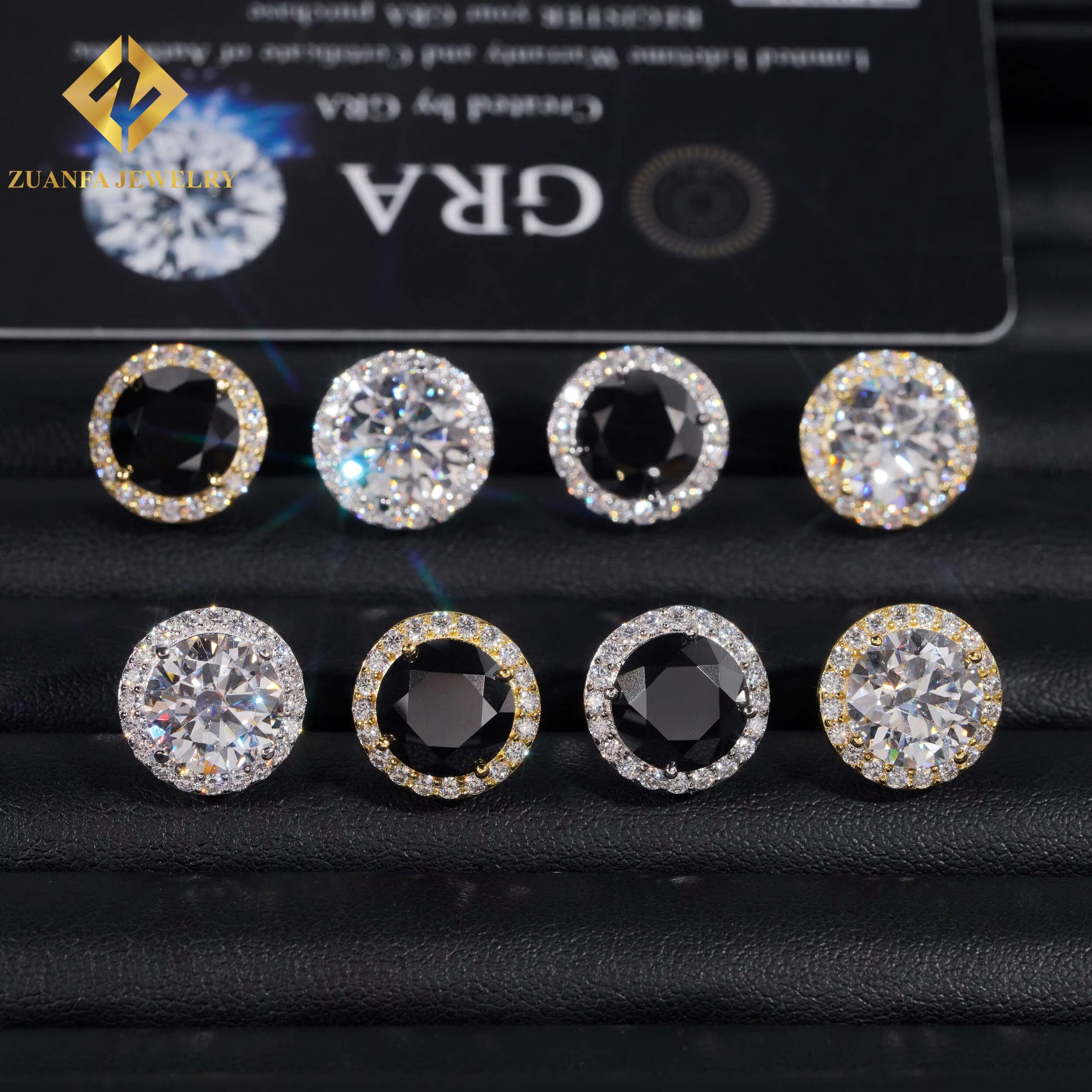 Sterg VVS Moissanite Gold Sier Black White Stud Earring Dazzg and sparkg Jewelry Unisex