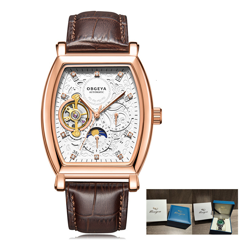 Business Leather Strap Waterproof Mechanical Watch for Men