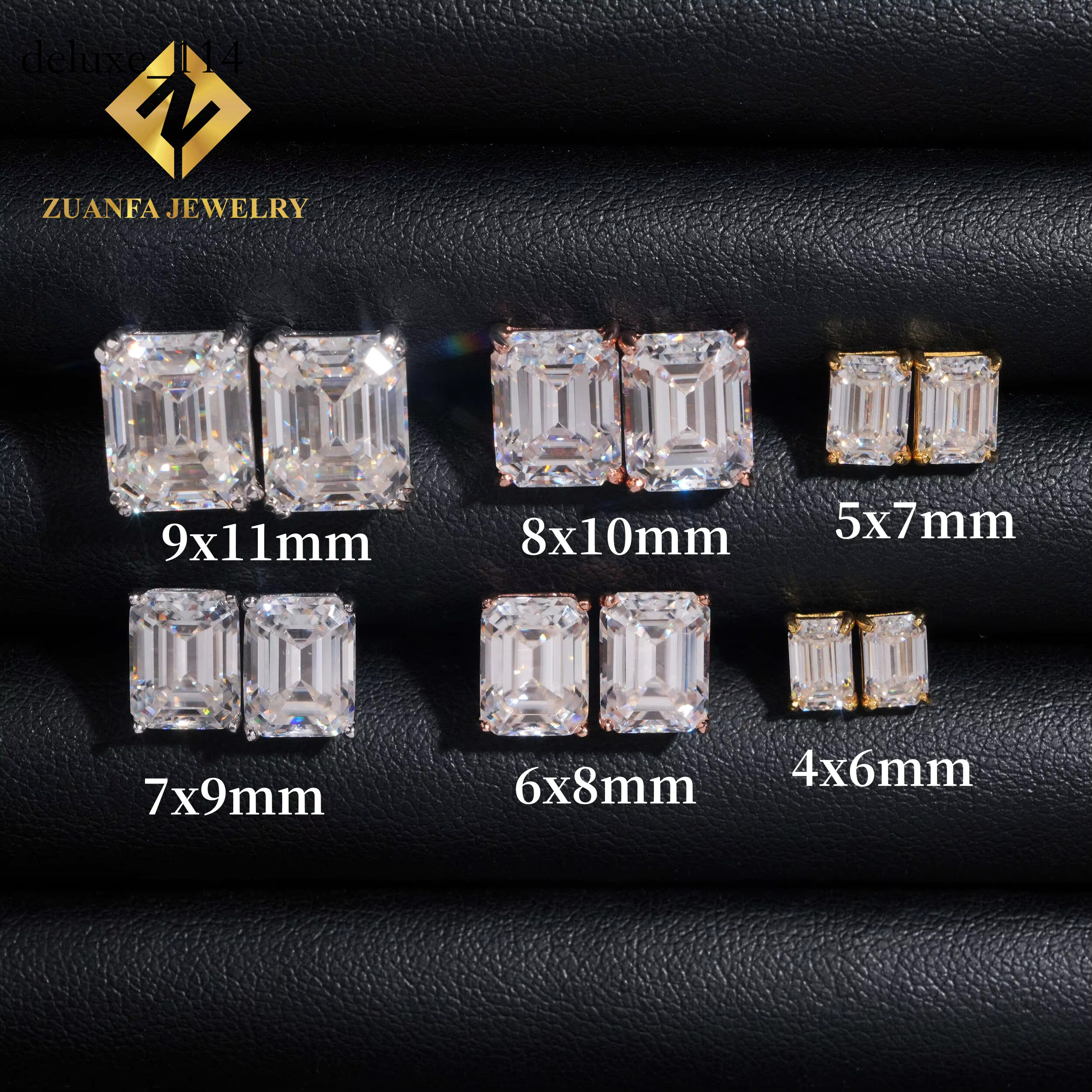 Men Women Fashionable Ear Studs Sterg Sier White Gold VVS 2CT 4CT 6CT 8CT 10CT Emerald Cut Moissanite Stud Earrings