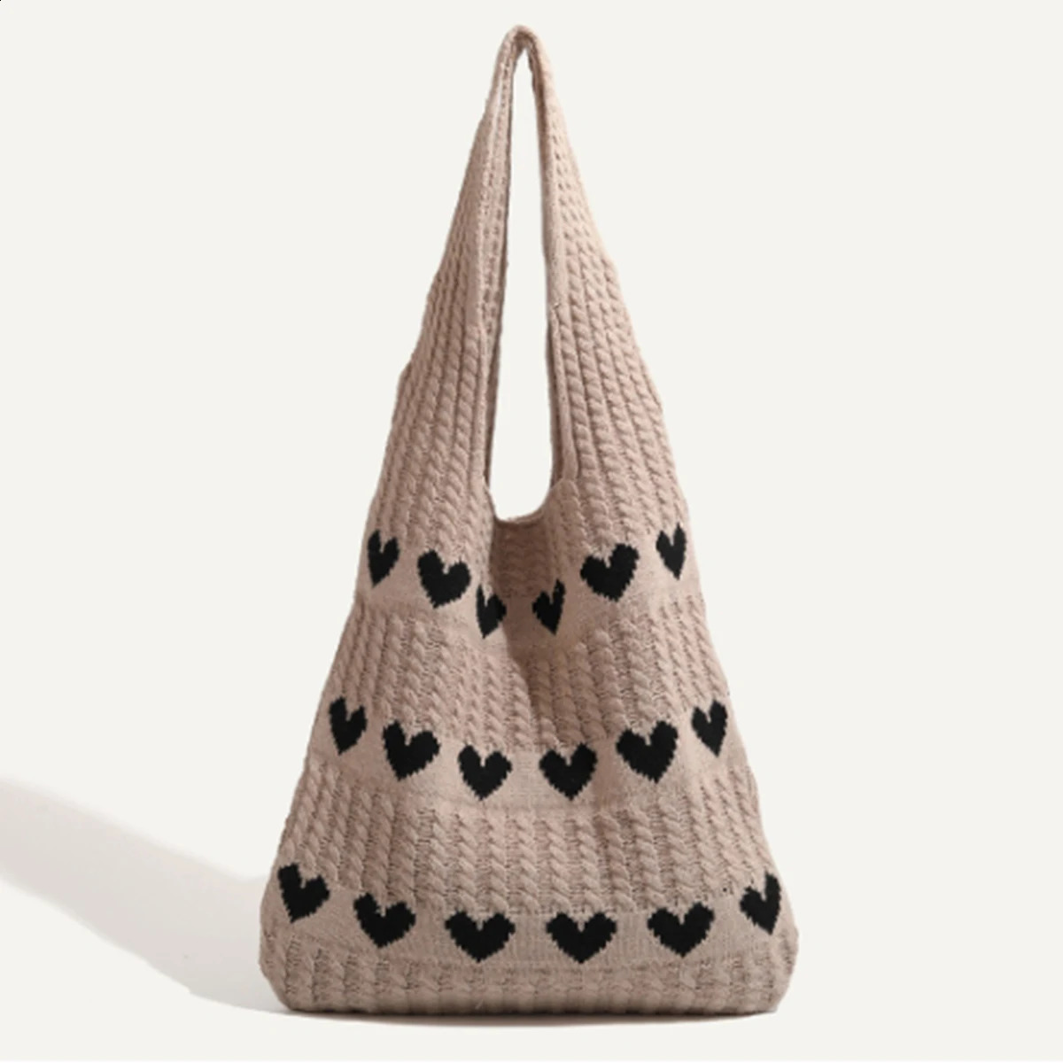 Khaki fashion knitted bag woven love womens small fresh highgrade exquisite wool hand bill shoulder 1 pack 250107