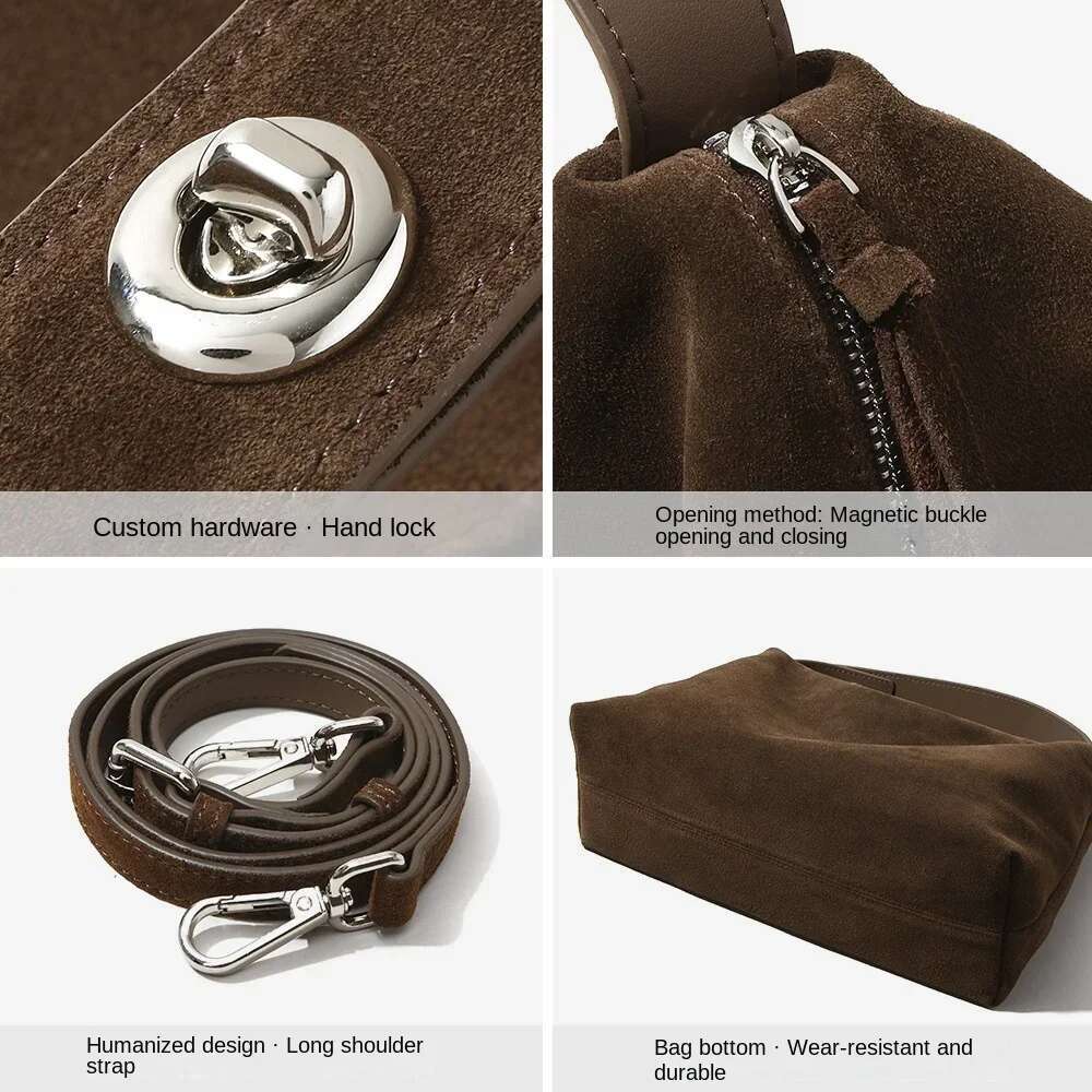 Fall Winter Handbags Women Frosted Cowhide Crossbody Bags With Adjustable Shoulder Strap Designer New