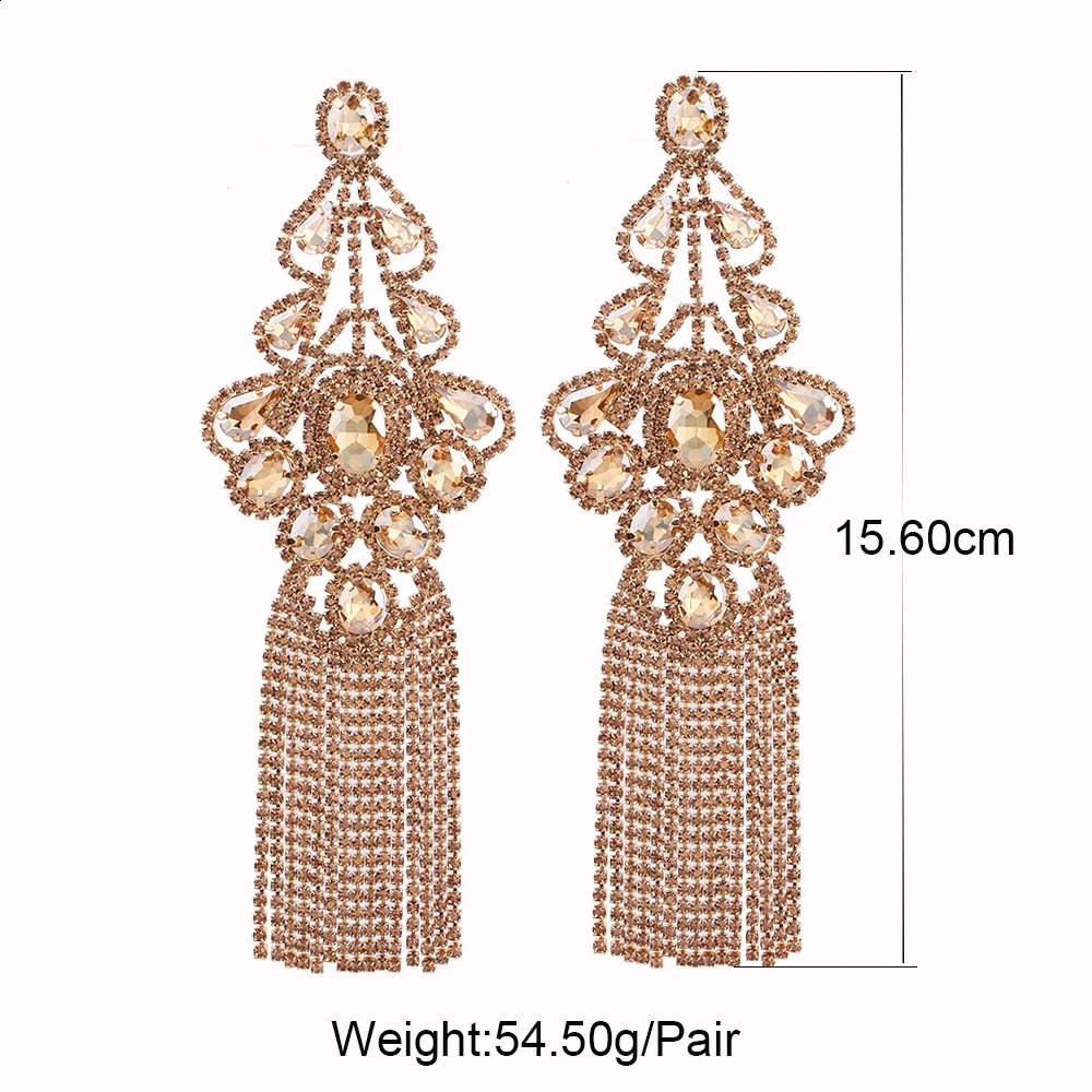Large tassel earrings rhinestone pendant earrings womens statement crystal pendant earrings fashion jewelry wholesale 250110
