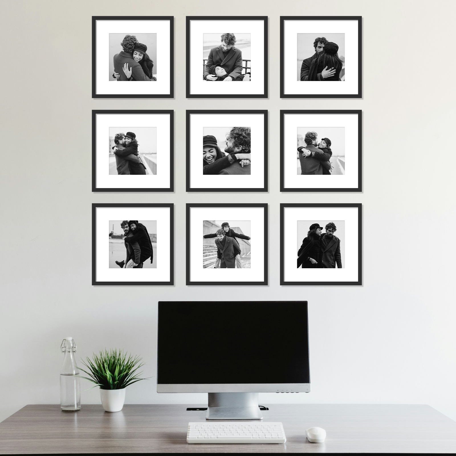 1/3pcs Frame, Display Picture 8x8 With Mat Or 12x12 Without Mat, Multi Collage Gallery Square Photo Frame For Wall H260306