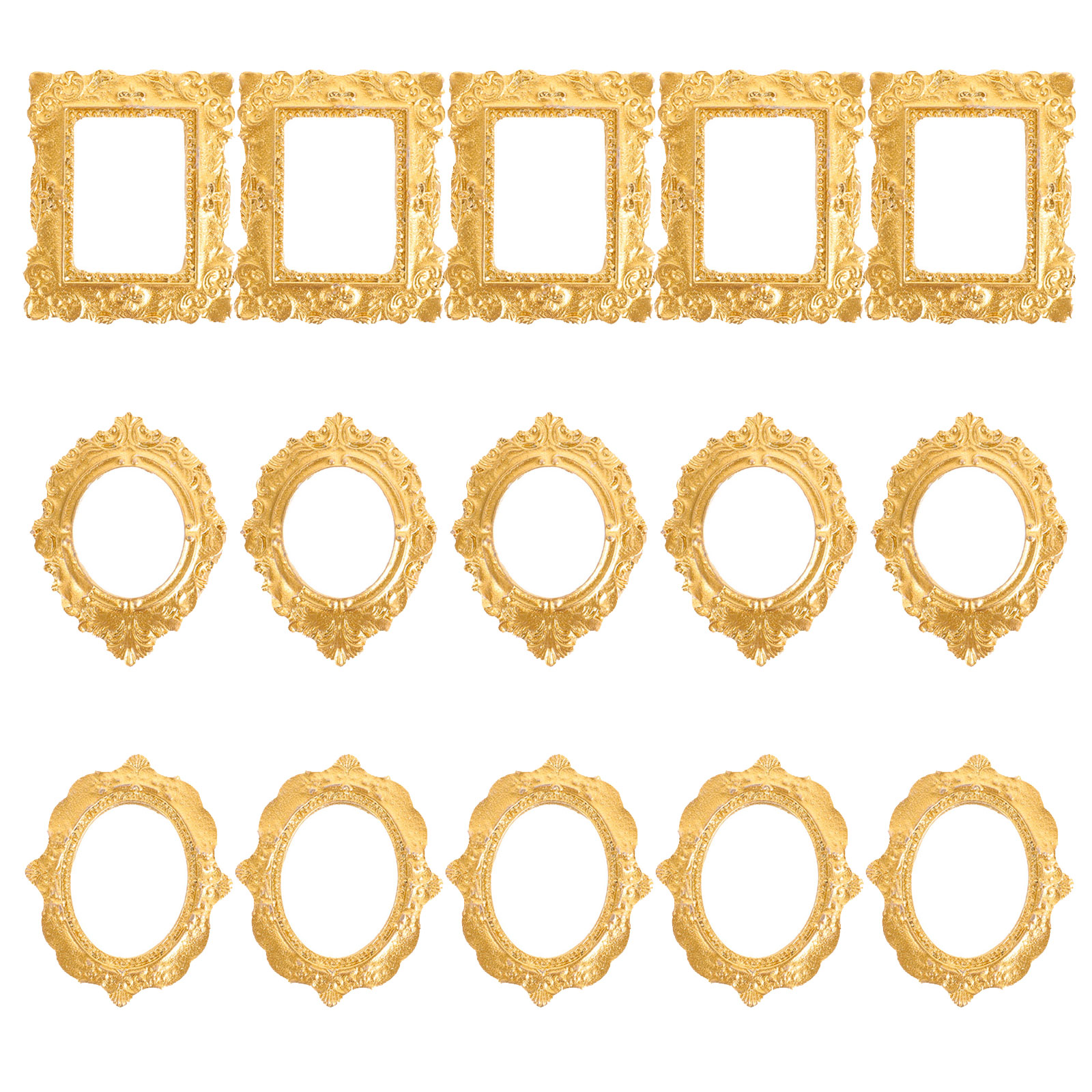 15 Pcs Photo Frame Mini Picture House Resin Gold Frames Props Charm Jewelry Retro Micro Landscape Decor H260306