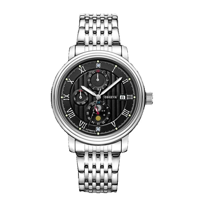 Luxury Business Mechanical Watch with Stainless Steel Band and 30M Waterproof