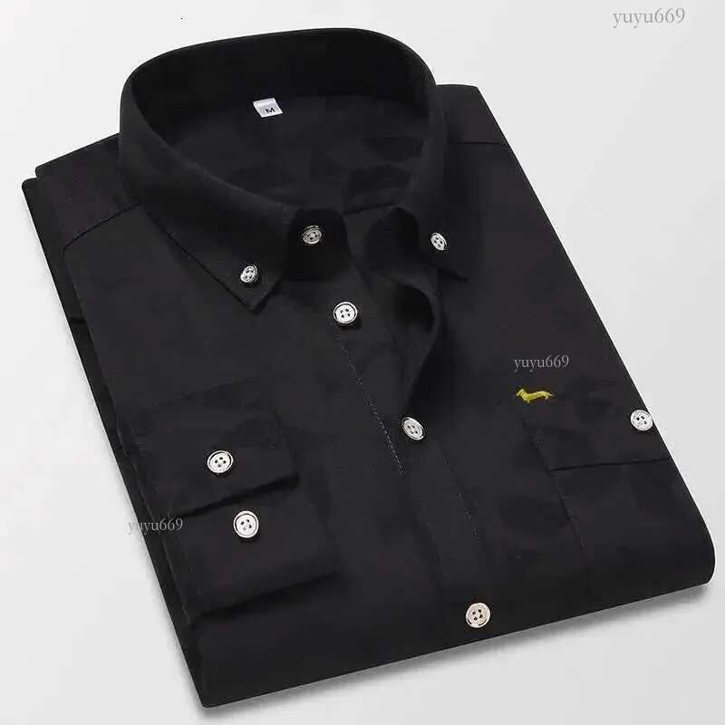 Men's Casual Shirts New Spring Men Business Long Sleeve Blouse Harmont Turn Down Collar Blaine Blouses Embroidery Slim Fit Shirts z241114
