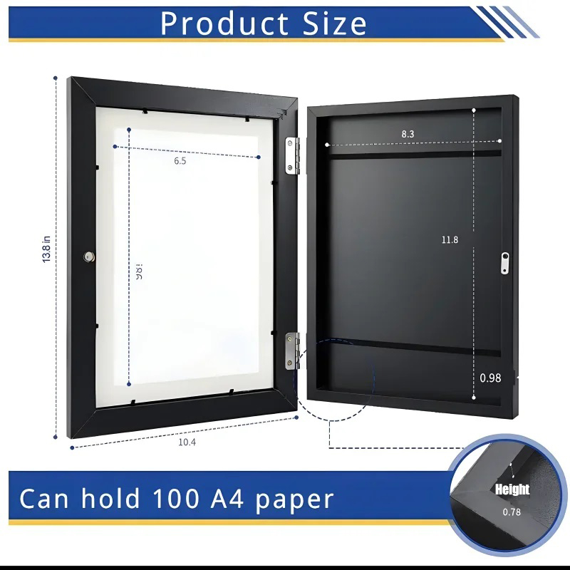 2pcs Children Drawing Front Open Wooden KIDS Art Poster Photo Paintings Pictures Display Wall Picture Frame H260306