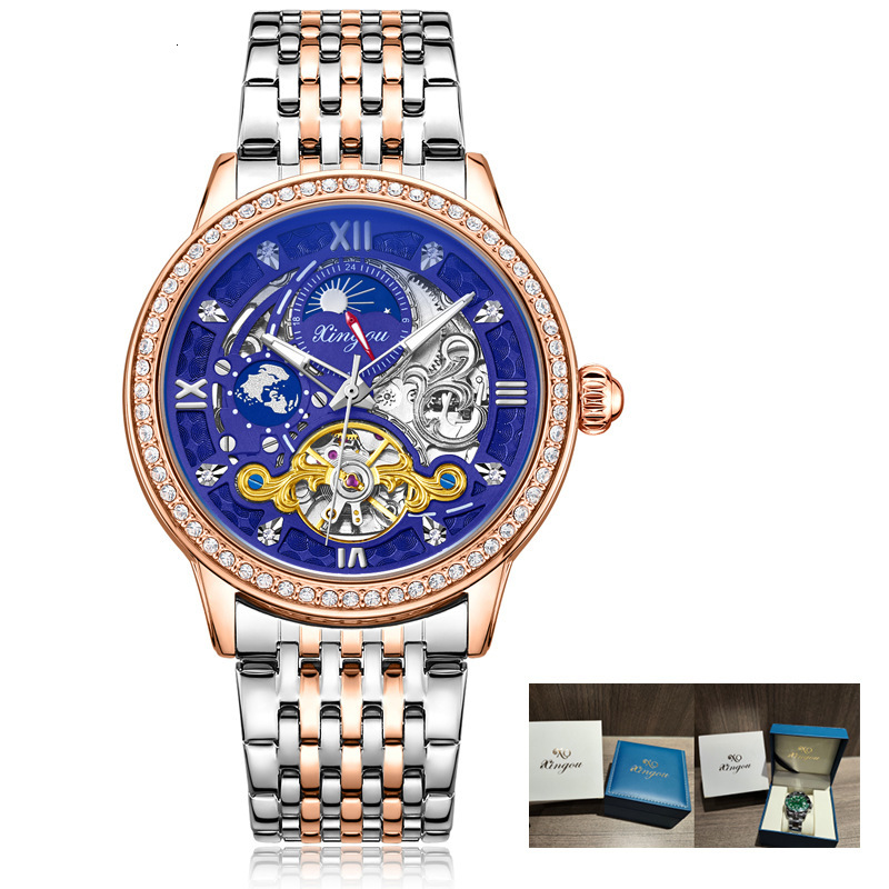 Luxury Skeleton Tourbillon Automatic Mechanical Watch with Moon Phase and Waterproof Leather Strap for Men