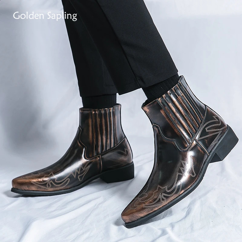 Golden Sapling Men Chelsea Boots Casual Shoes Fashion Ankle Boot Leisure Business Flat Mens Shoe Comfortable Party Brogue Flat 250106
