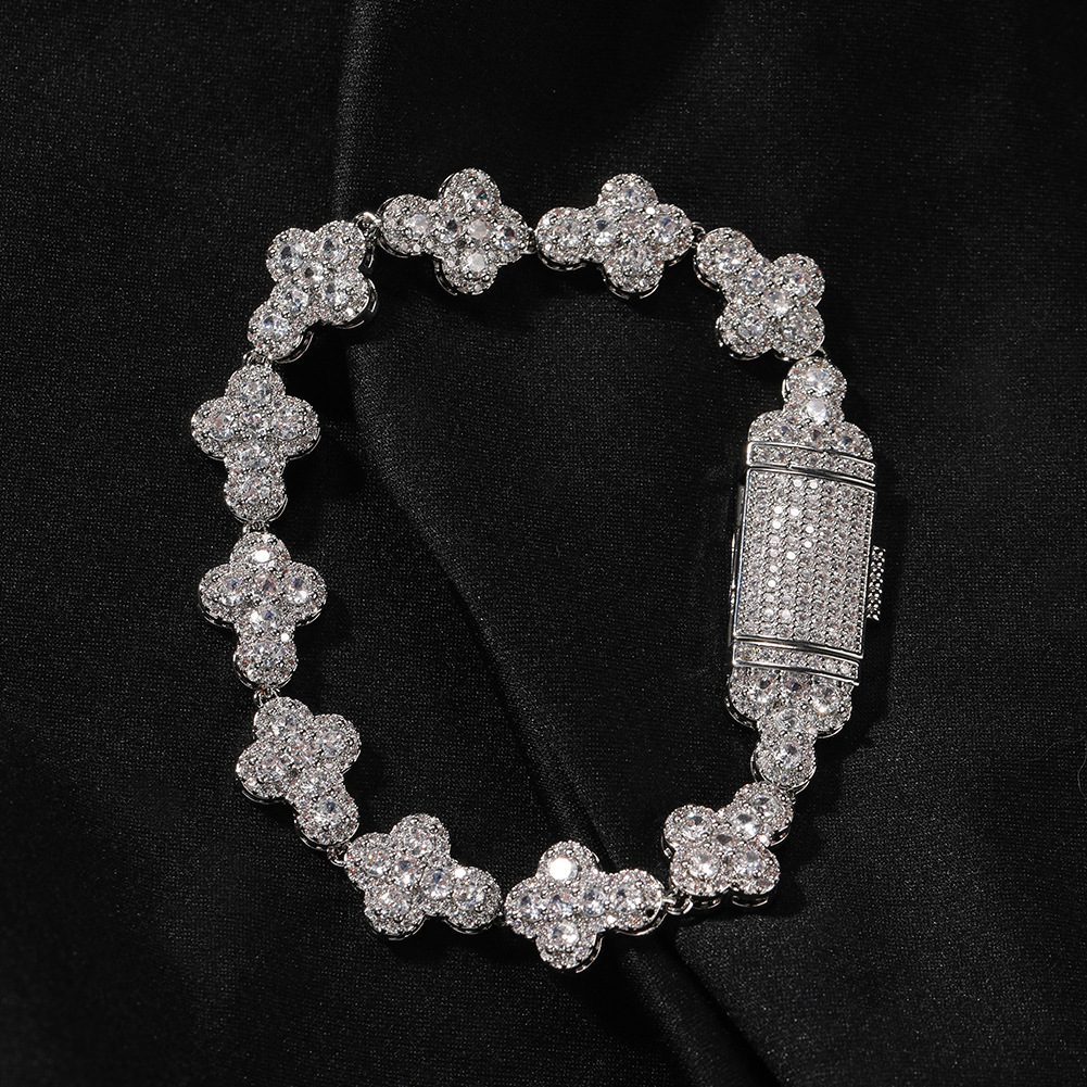 Hip Hop Cross Tennis Chain Cuban Chain Necklace Bracelets 5A CZ Stones Gold plated Jewelry Set
