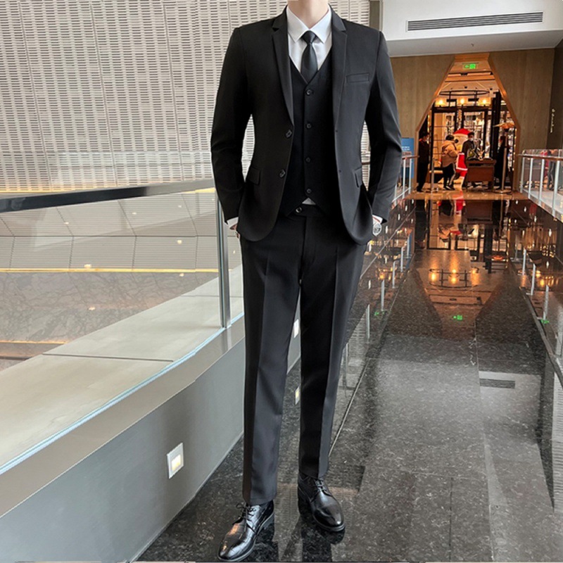 K747 Plus Size Men's Autumn Suit with Single Button Closure Stylish Business Casual Attire