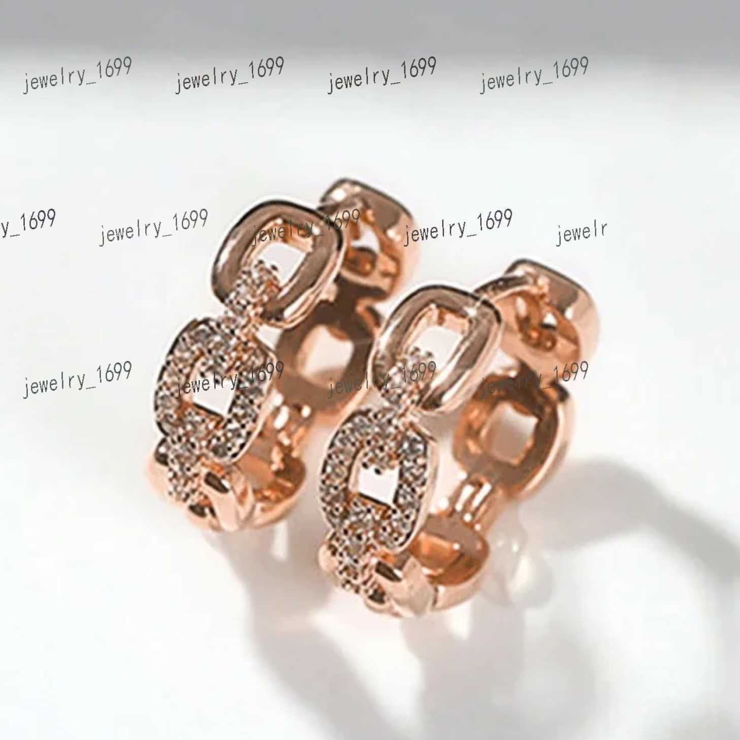 CAOSHI OEM Custom Exquisite Chain Design Full Imitated Moissanite Earrings For Women Wedding Rose Gold Plated CZ Hoop Earrings