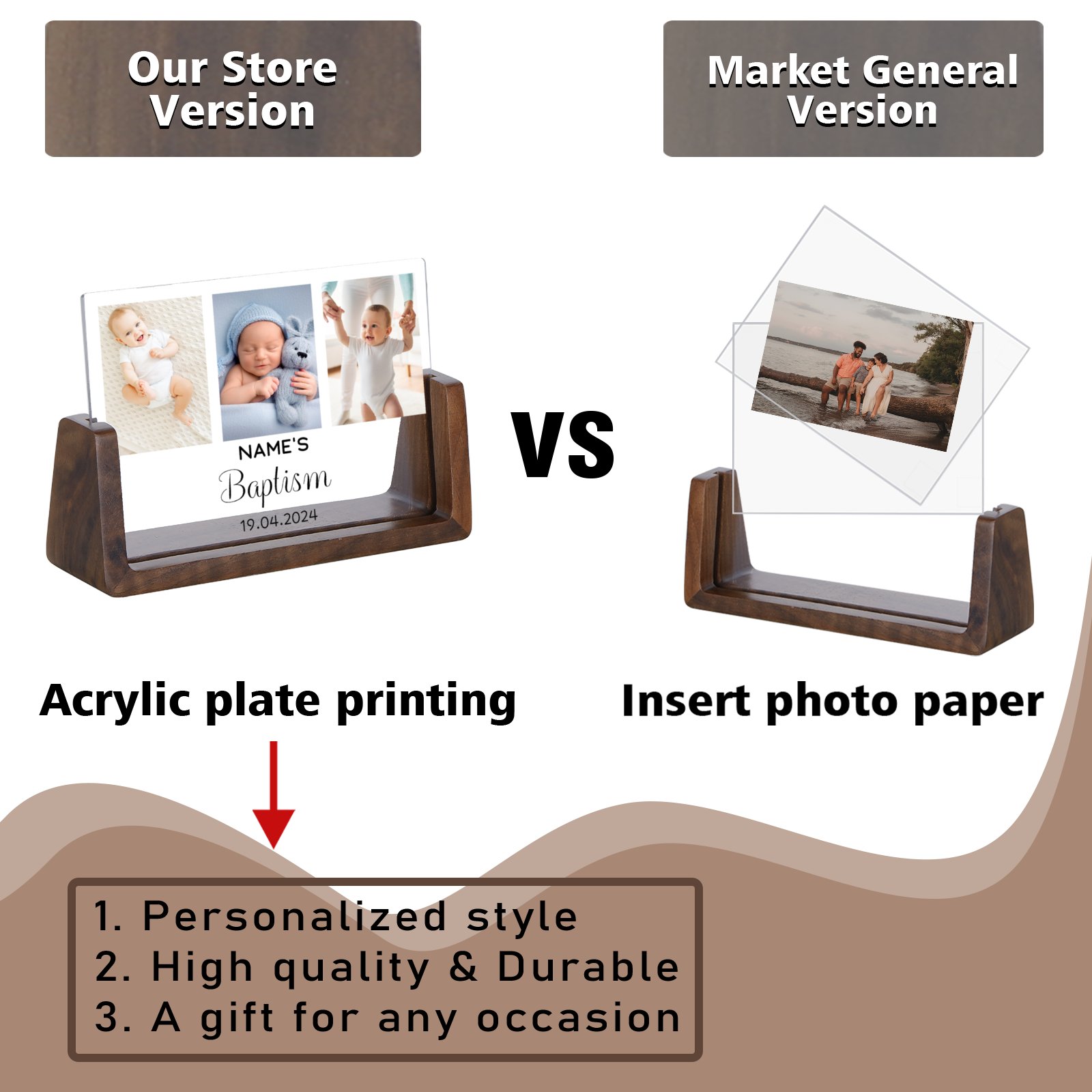 Custom Baby Photo Frame Birthday Baptism Gift Newborn Parent Personalised Bedroom Nursery Decor Picture Frames for Boy Girl H260306