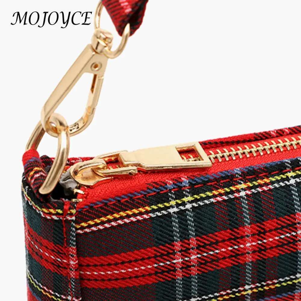 Women Striped Crossbody Large Capacity Tartan Check Simple Shoulder Bag Canvas Ladies Underarm Bags For Travel Work Handbag