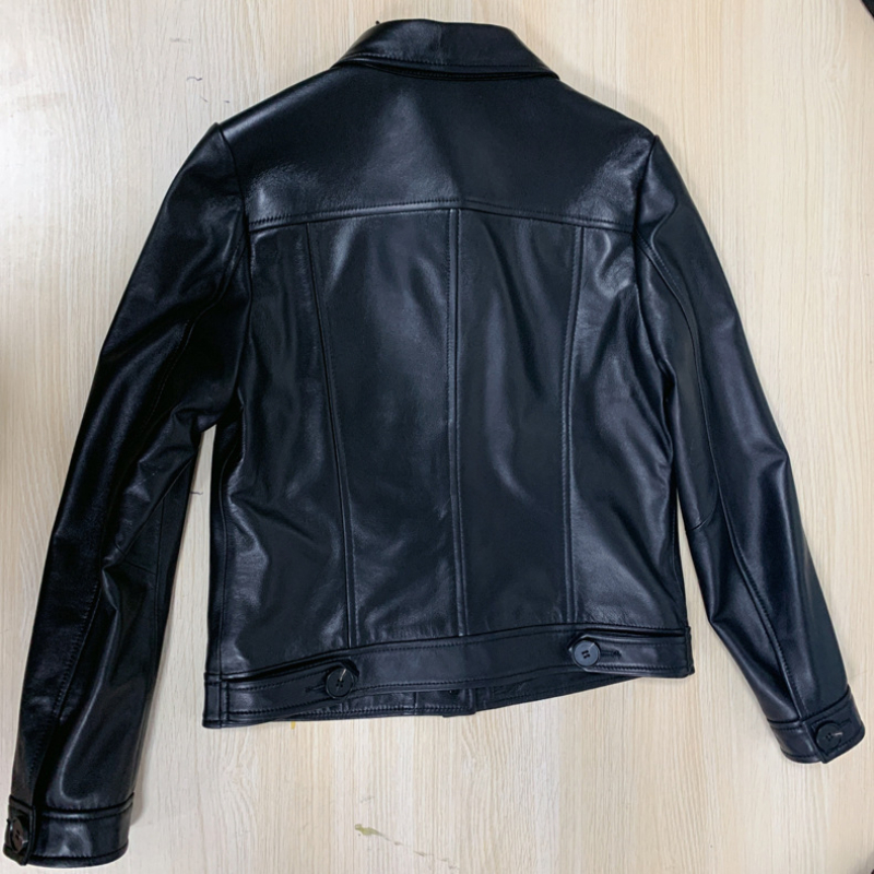 OC458M32 Luxury Quality Women's Genuine Leather Jacket Short Spring and Autumn Edition Coat Slim Fit Sheepskin Motorcycle Suit