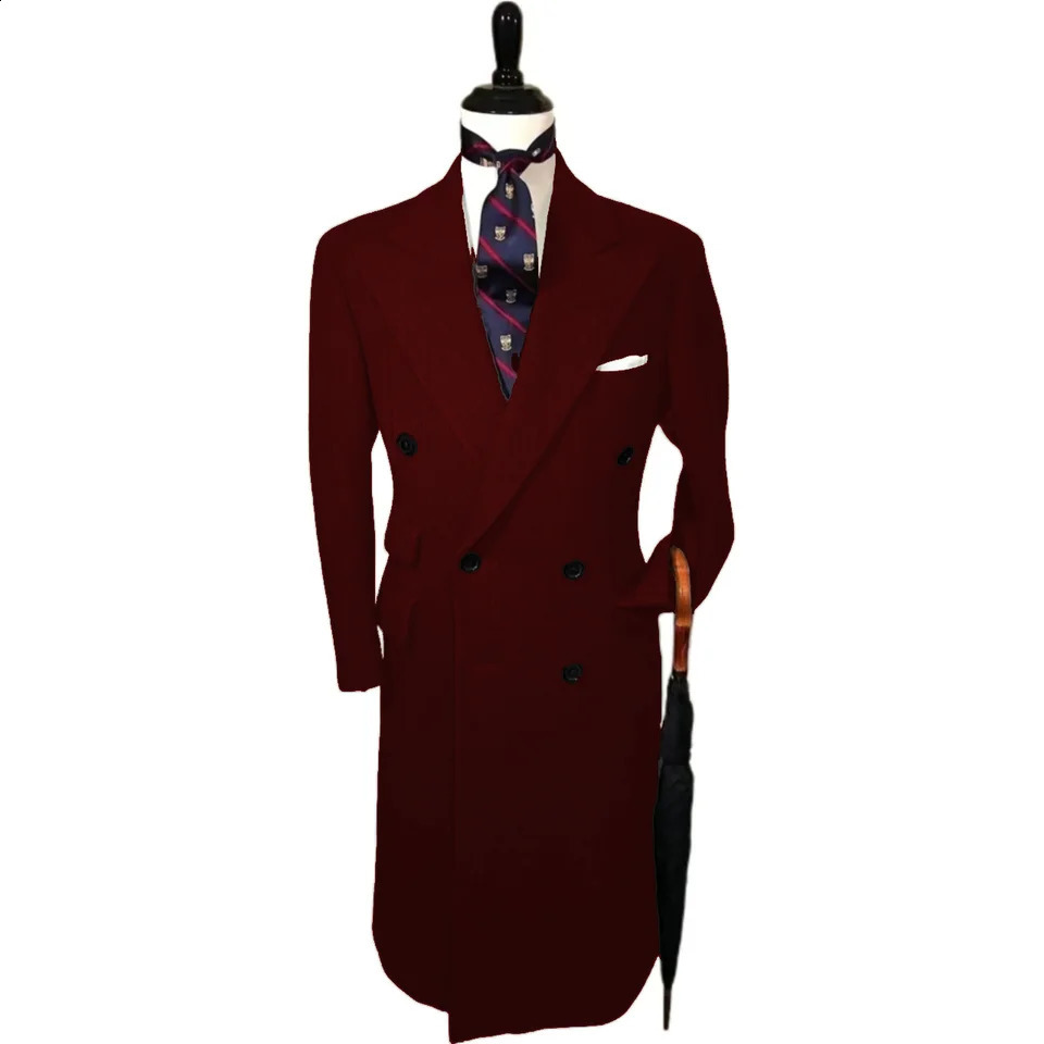 business coat for ceremonyBritish style wool men Warm trench mendoublebreasted 250107
