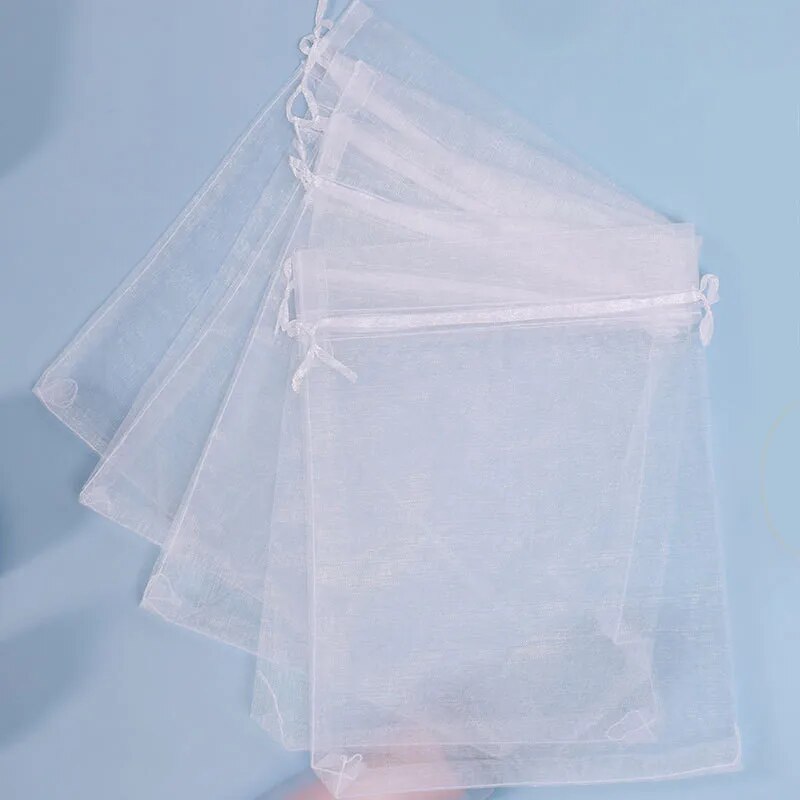 20pcs Drawstring Mesh Bags Packaging Christmas Candy Jewelry Cosmetic Wedding Pocket Gift Bag Multicolor Drawable Organza Pouch