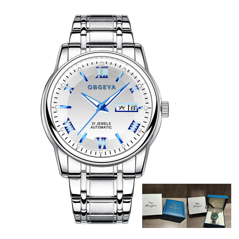 Trendy Waterproof Day Date Automatic Mechanical Watch for Men