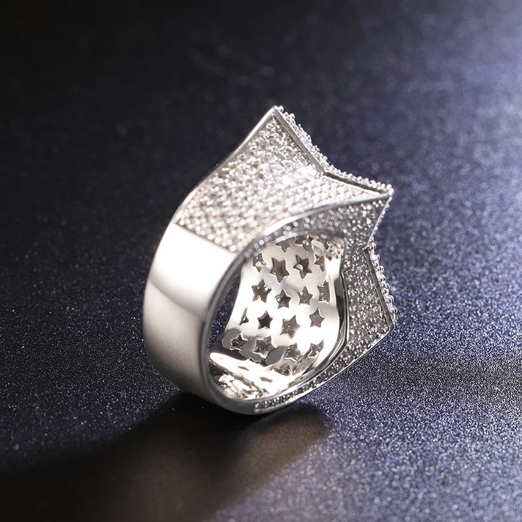 RTS Hip Hop Jewelry Mossanite Star Sterg Sier For Men Women VVS Lab Moissanite Dia Cuban Ring