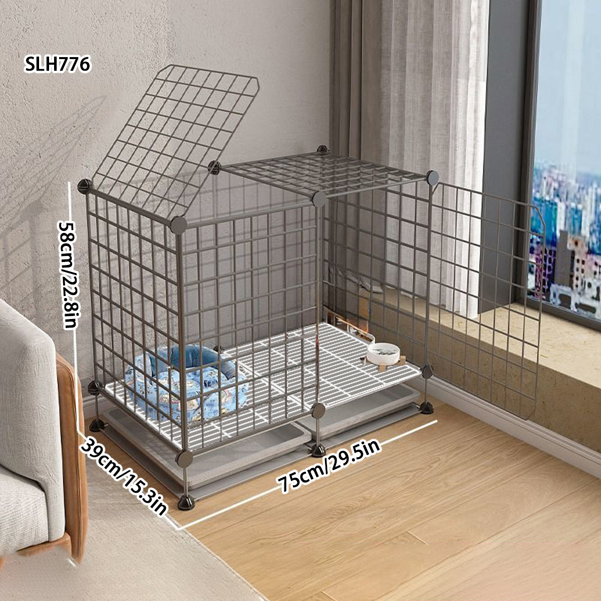 Indoor Medium Dog Kennel with Integrated Loo Area for Toy Breeds like Teddies & Cockers