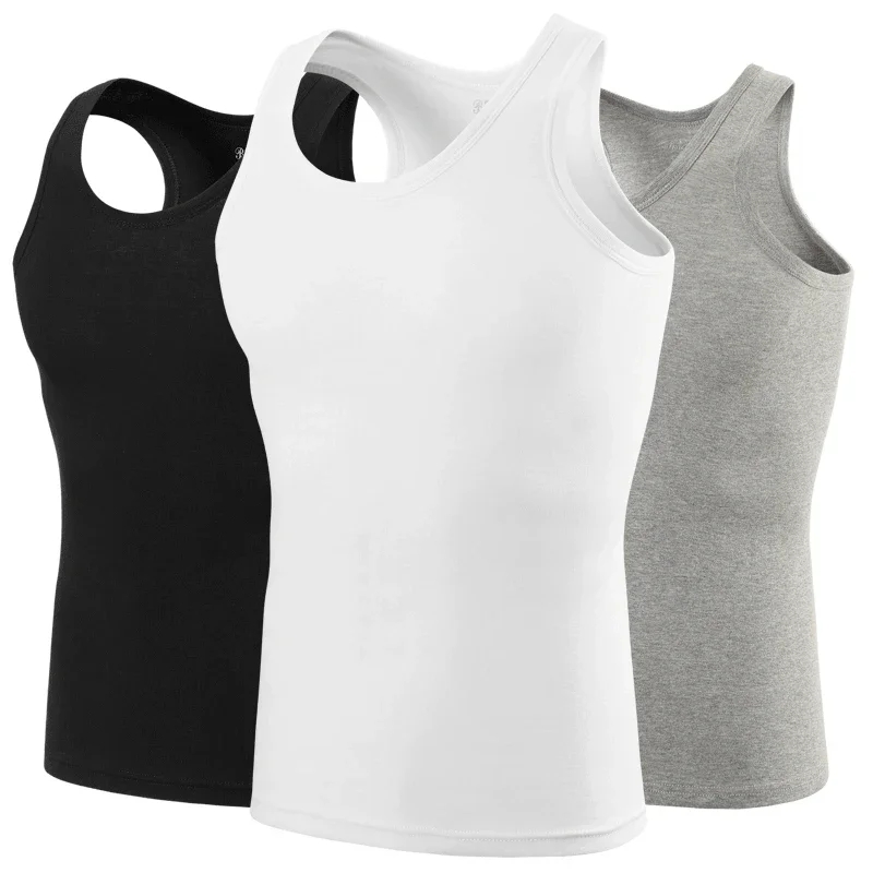 3-piece Cotton Thin MEN'S Tight Vest Young Boys Sports Casual Vest Joker Sleeveless Vest for Middle-aged and Elderly Men.