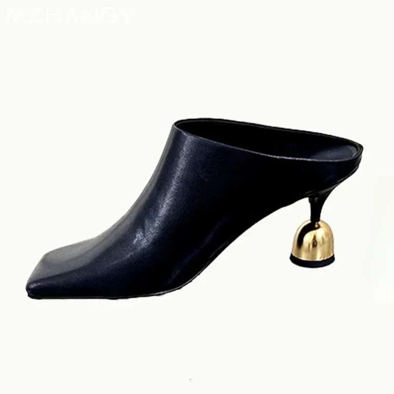 Women High Heels Slippers Square Toe Designer Mules Shoes Elegant Pumps Sandals 2025 Trend Party Flip ps Summer Mujer Slides