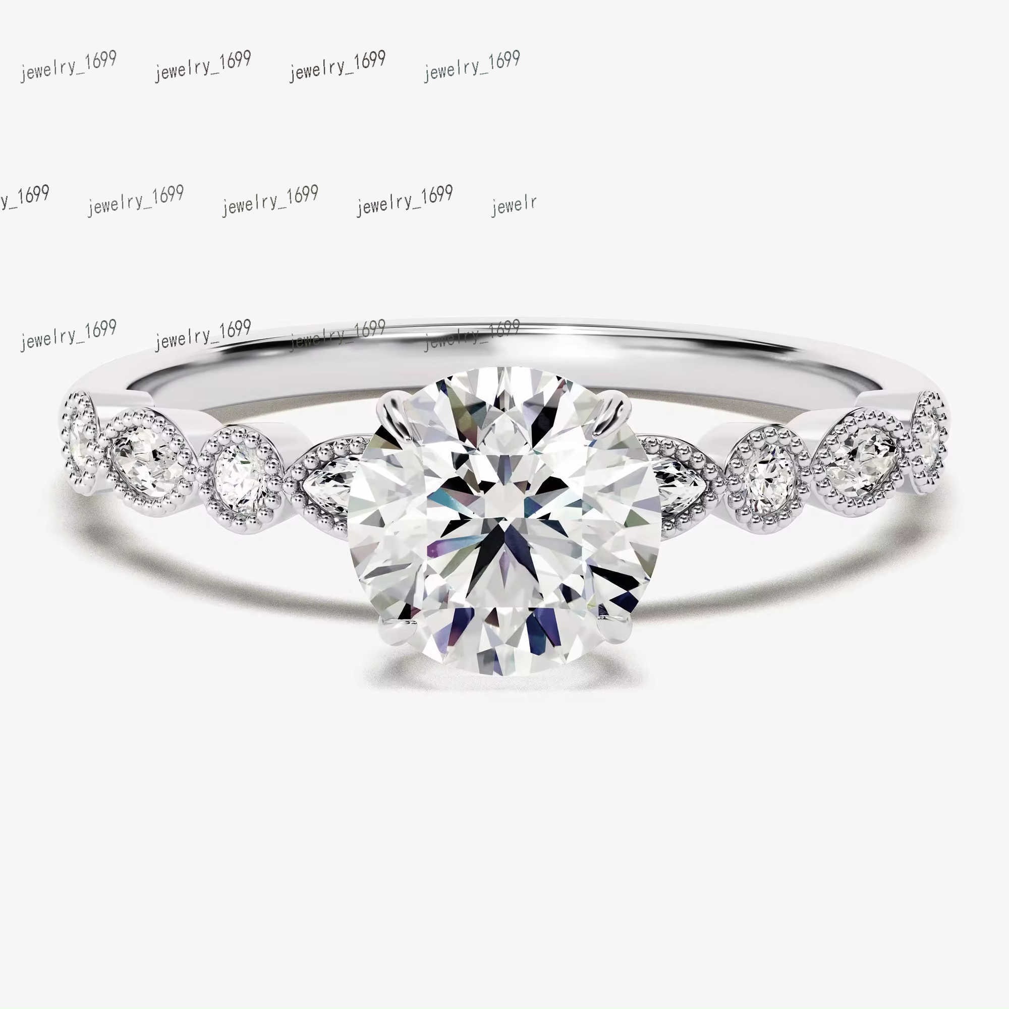 Engagement Ring 14k 18k Gold Vintage Promise Ring 1-2 CT Unique Lab Grown Diamond Ring