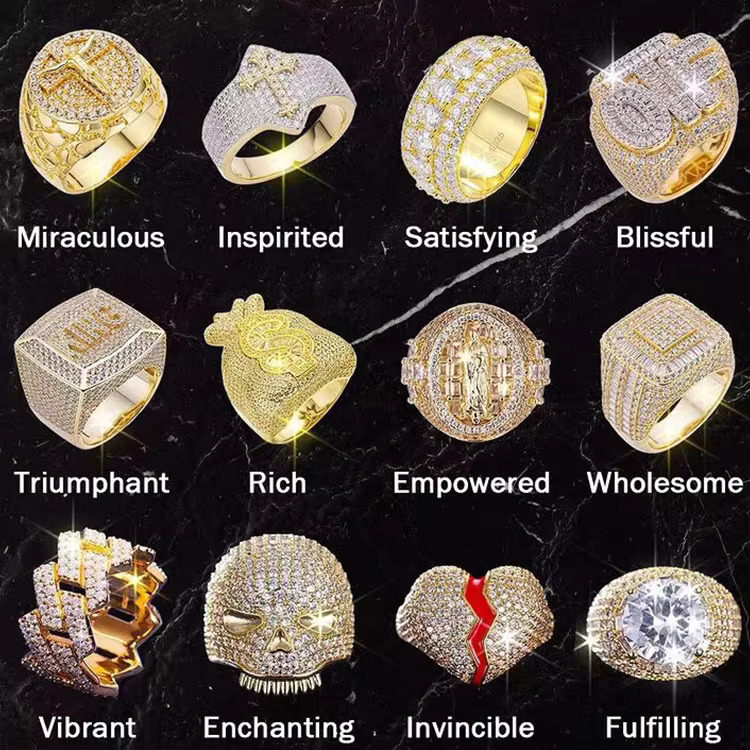RTS Hip Hop Jewelry Mossanite Star Sterg Sier For Men Women VVS Lab Moissanite Dia Cuban Ring