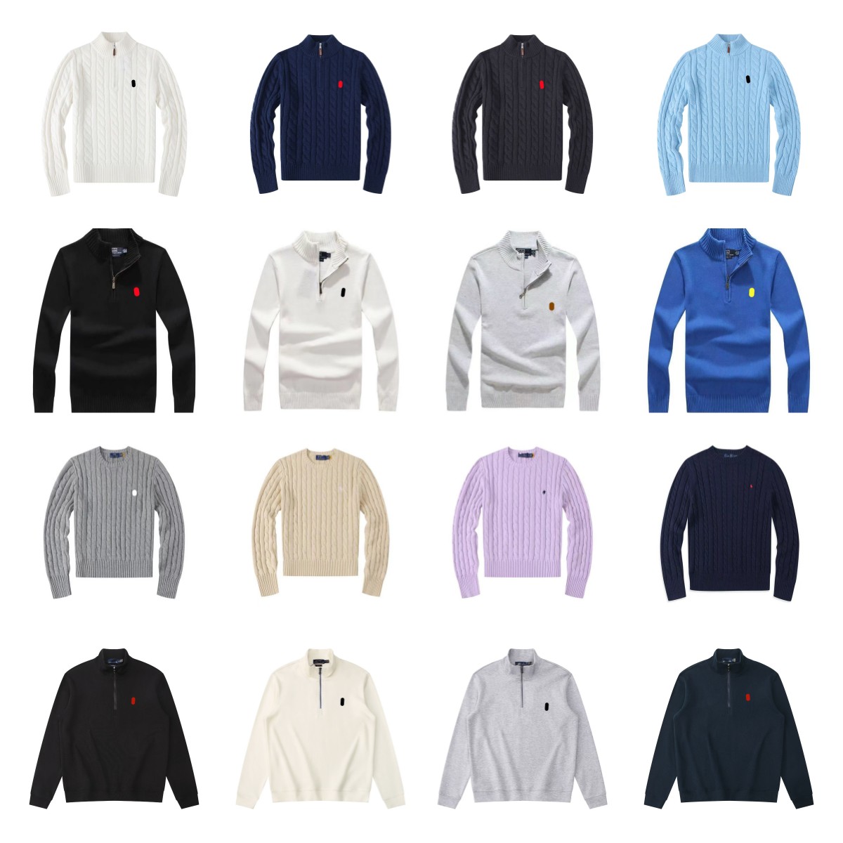 sweater men quarter zip designer knit sweaters mens pullover uomo half zipper luxury casual small horser jumper autumn wool women hoodie chandail cardigan pull