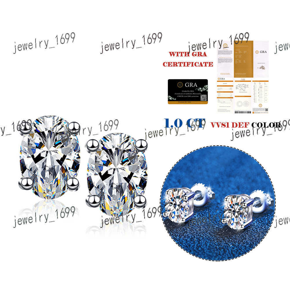 Oval Moissanite Stud Earrings For Women 925 Sterling Silver Sparkling Diamond Earring Wedding Jewelry