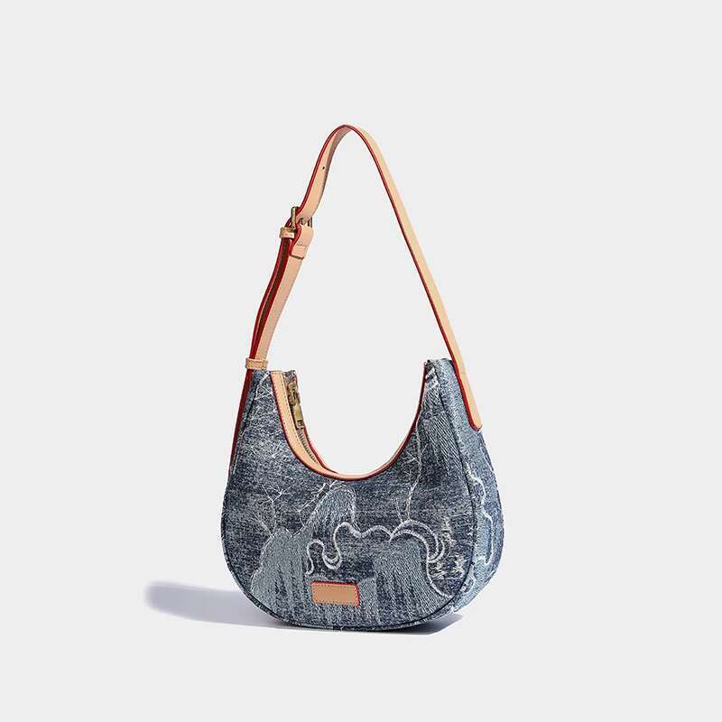 Niche Design Exquisite And Denim Shoulder High-End Fashion Armpit Daily Versatile Small Square Trendy Bag
