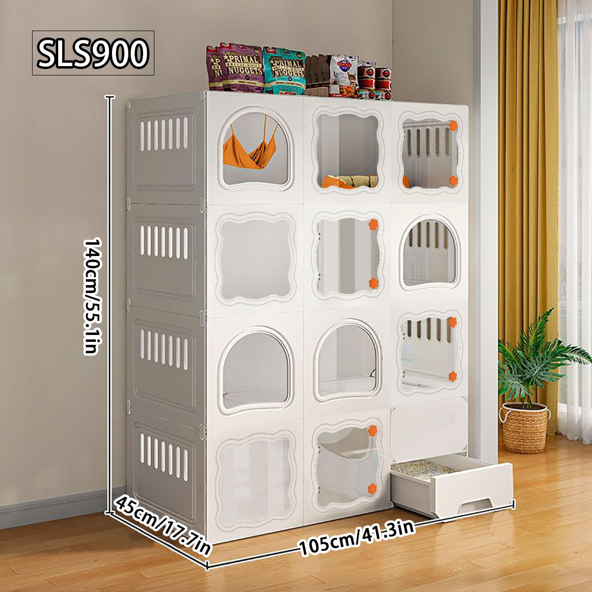 Durable Cat Habitat with Integrated Litter Tray - Ideal Indoor Cat Cage