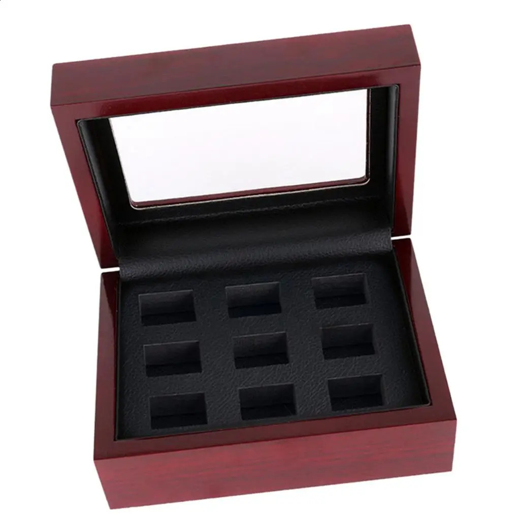 Wooden Jewelry Gift Collection Box Fashion Display Showcase Championship Ring Lady EarChip Storage Holder 250106