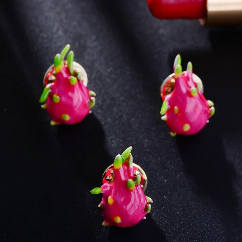 Blucome Charming Dragon Fruit Collar Brooches Pins For Women Enamel Arrival Dress Shirt Brooch Hijab Clip Birthday Gifts 250103