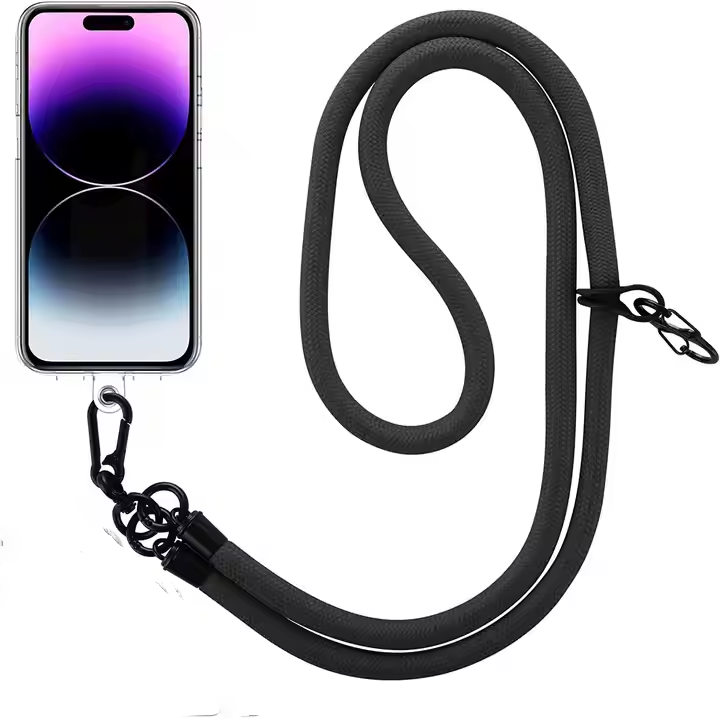 Factory Custom LOGO Crossbody Polyester Mobile Phone Roust Circular Long Phone Lanyard Fastener Fashion Outdoor Polyester lanyard Custom color and sha