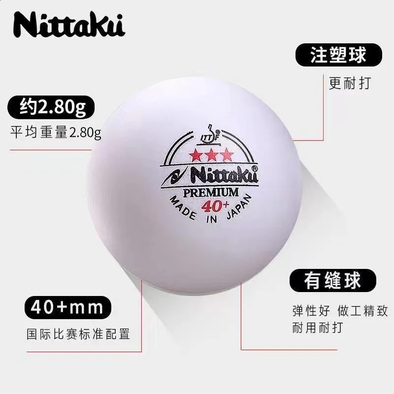 Nittaku ITTF approved 3-Star PREMIUM 40 Seamed Table Tennis Balls Premium Plastic Ball250109