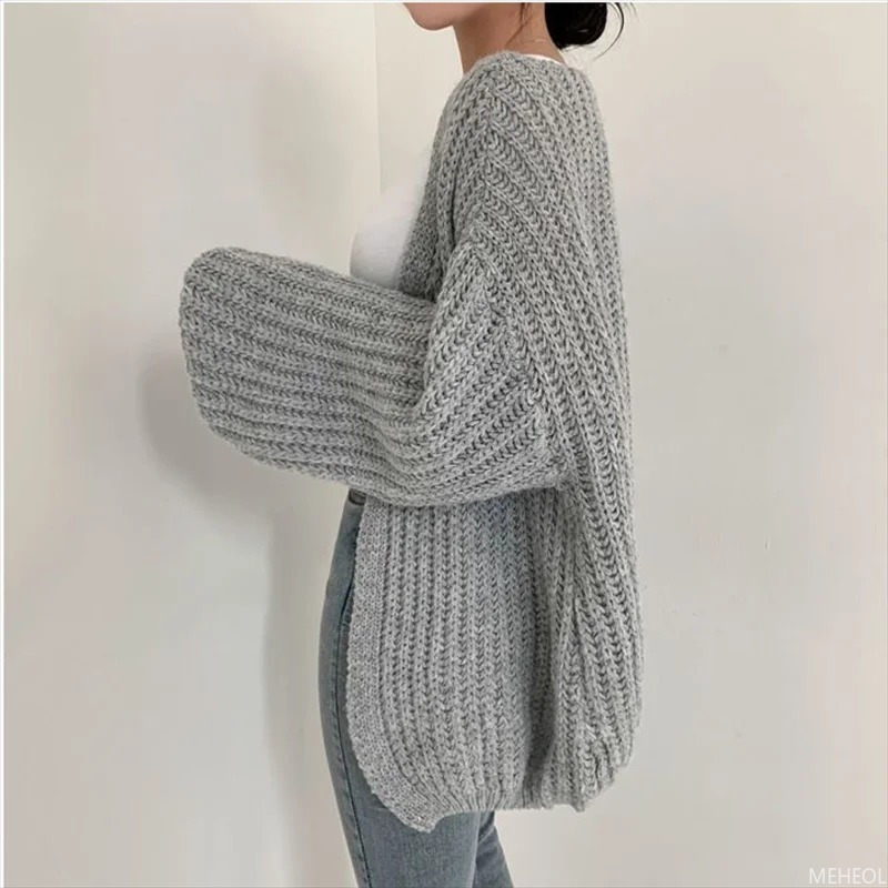 Casual Versatile Knit Cardigan Sweater Jacket V-neck Loose Streetwear Coat Tops Women Vintage Knit Sweater Jacket Y2K