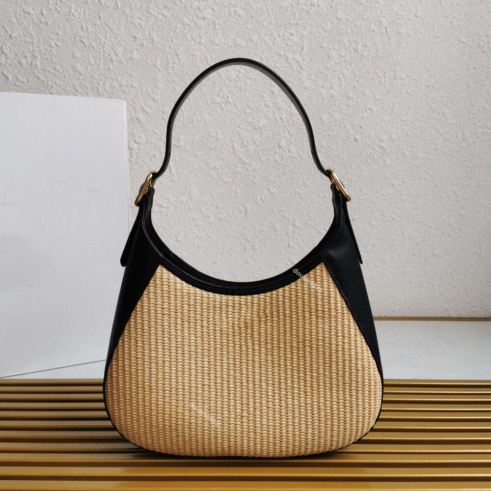Designer new straw bag, high-end luxury cowhide crossbody bag, women's armpit bag, wandering bag, summer beach bag, messenger bag, mobile phone bag shoulder bag