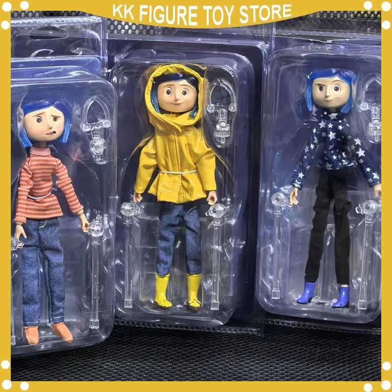 Action Toy Figures Neca Coraline Secret Door Movie Caroline Raincoat Striped Shirt Anime Character PvC Model Doll Toy Christmas Gift Y250111K6P6