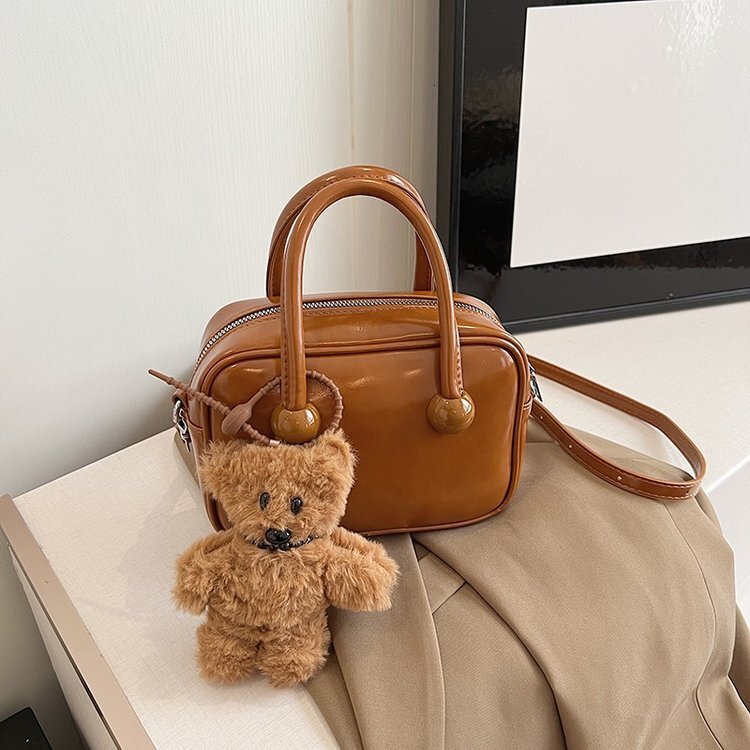 Little Bear Plush Doll Single Shoulder Crossbody With Unique Design Small Square Designer Handbag Cute Style Hand Pillow Women's Bag