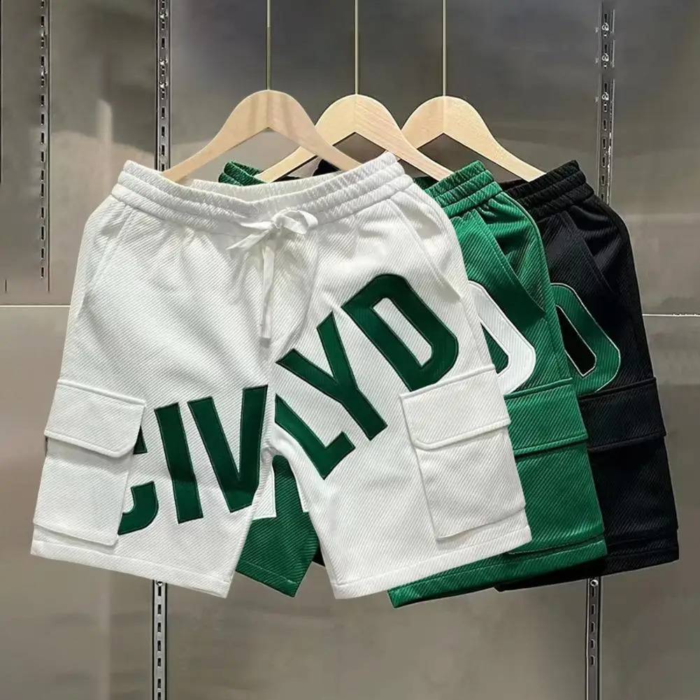 Men Cargo Shorts Adjustable Waistband Stylish Mens Summer Casual Elastic Drawstring Waist Wide Leg 250103