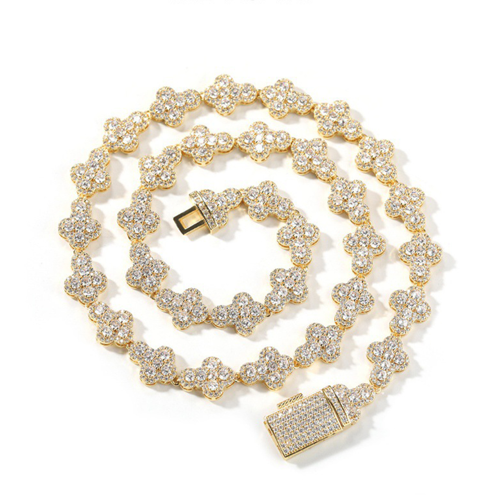 11mm Hip Hop Cross Tennis Chain Necklace Bracelets Cuban Chain 5A CZ Stones Real Gold plated Jewelry