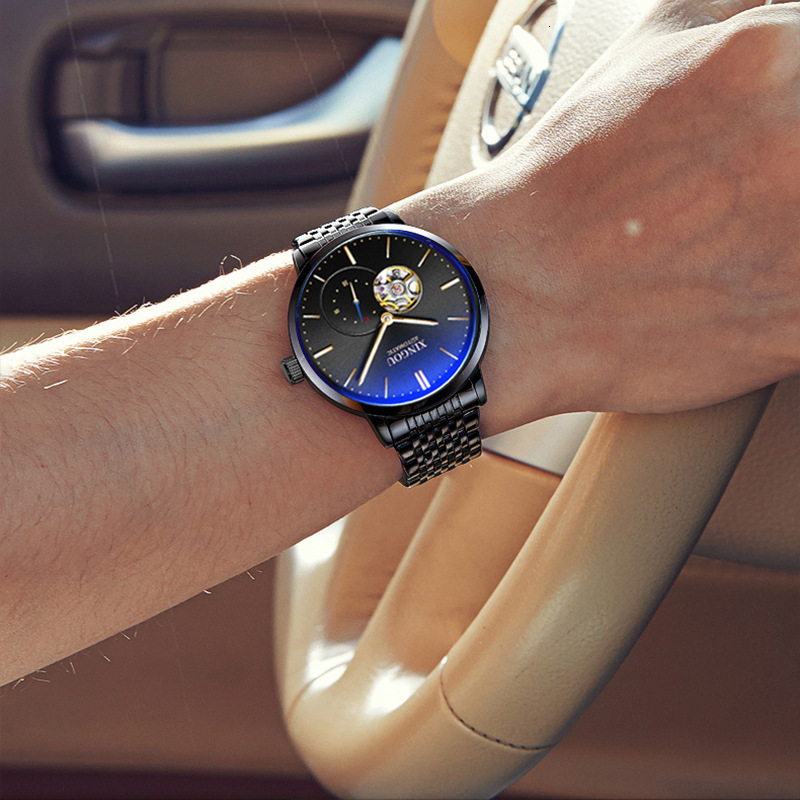 High-End Minimalist Tourbillon Automatic Mechanical Watch for Men with Night Glow and Waterproof Feature