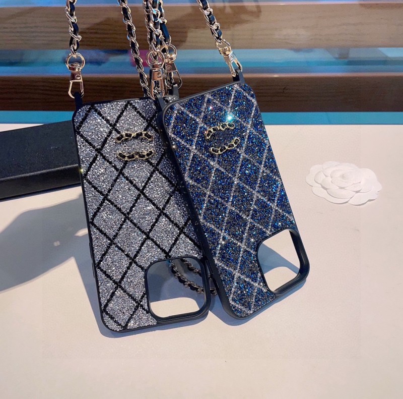 Luxury Glitter Phone Case CC Designer iPhone Case Chain For iPhone 15 Pro Max 13 14 Pro Max Case Official Bling Shiney Rhine Stone Adjustable Cro